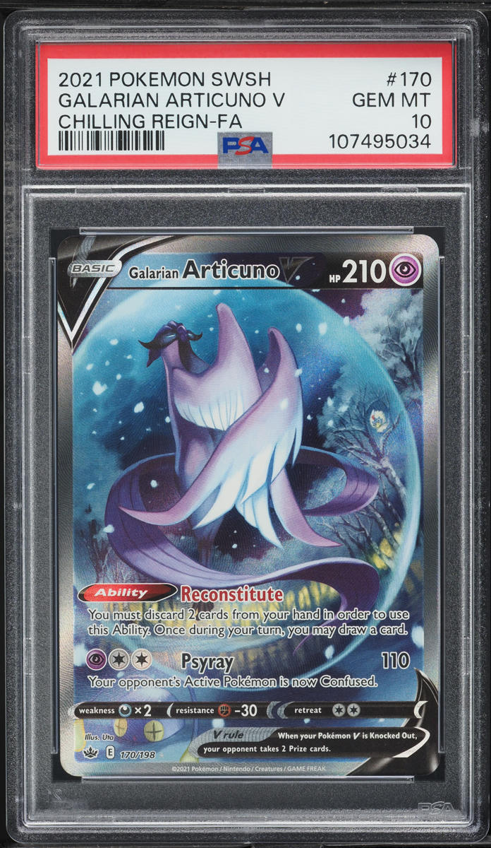 2021 Pokemon Sword & Shield Chilling Reign Full Art Galarian Articuno V #170 PSA 10 GEM MINT