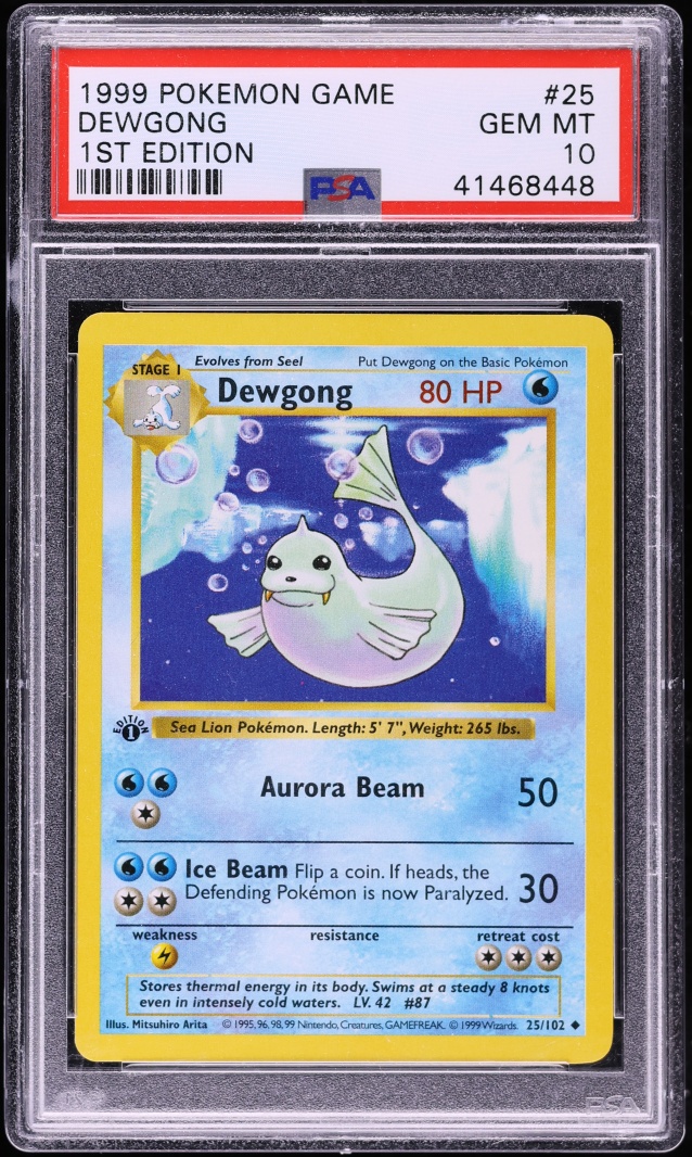 1999 Pokemon Base Set Shadowless 1st Edition Dewgong #25 PSA 10 GEM MINT