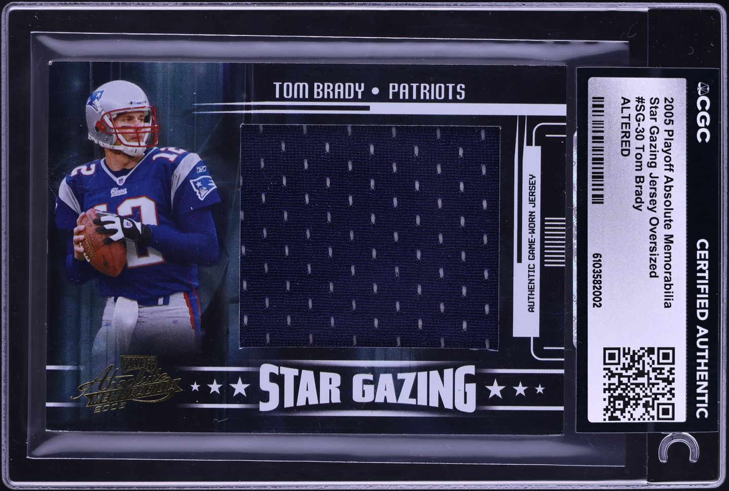 2005 Playoff Absolute Memorabilia Star Gazing Oversized Tom Brady PATCH 1/25 CGC ALTERED AUTH - Photo 1