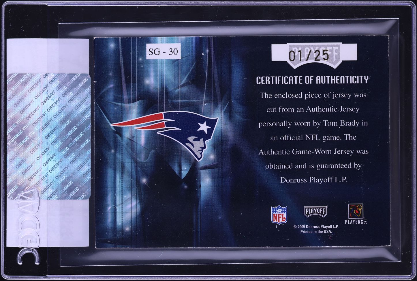 2005 Playoff Absolute Memorabilia Star Gazing Oversized Tom Brady PATCH 1/25 CGC ALTERED AUTH - Photo 2