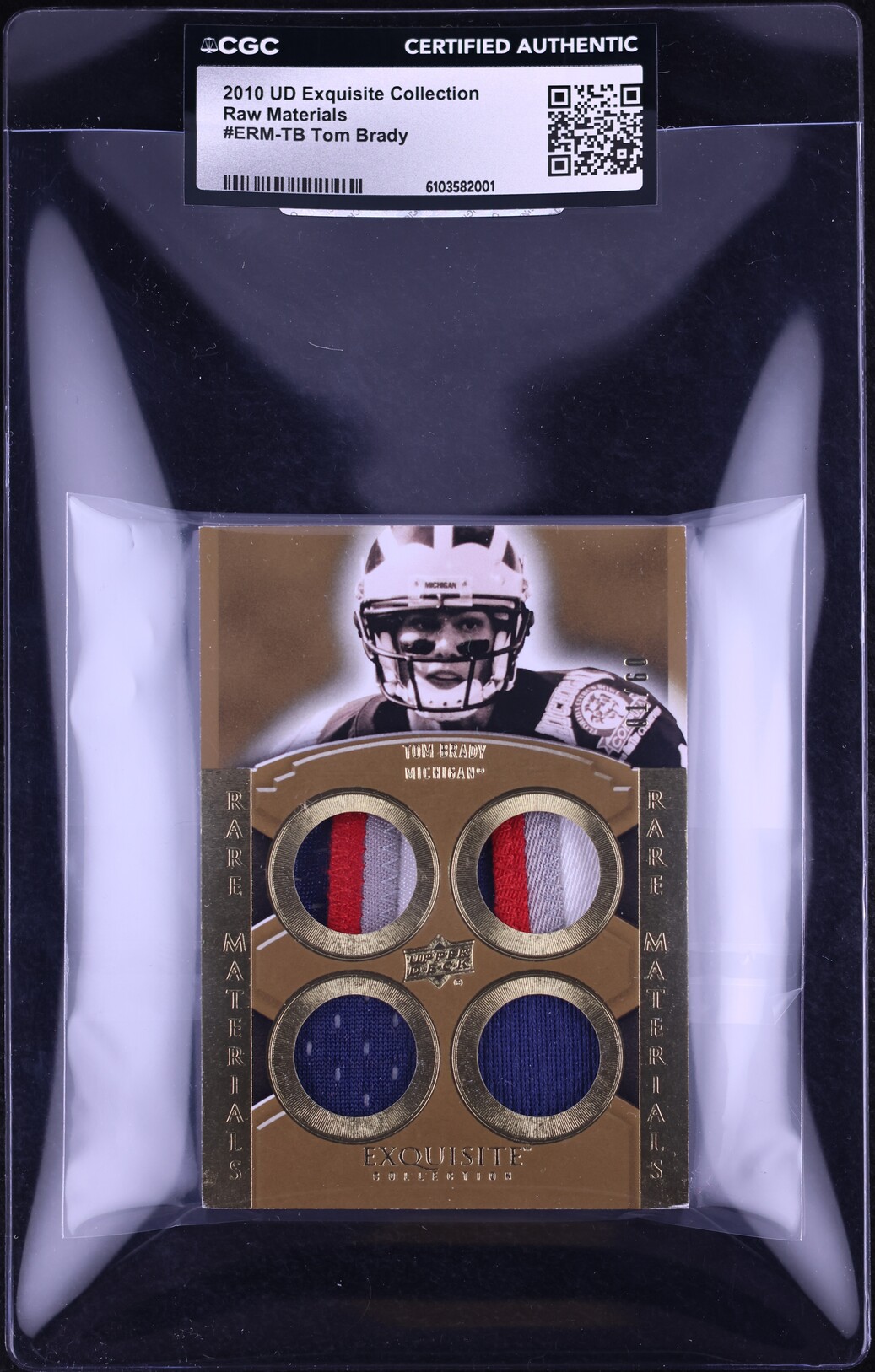 2010 Exquisite Collection Raw Materials Tom Brady PATCH 1/60 #ERM-TB CGC AUTH - Photo 1