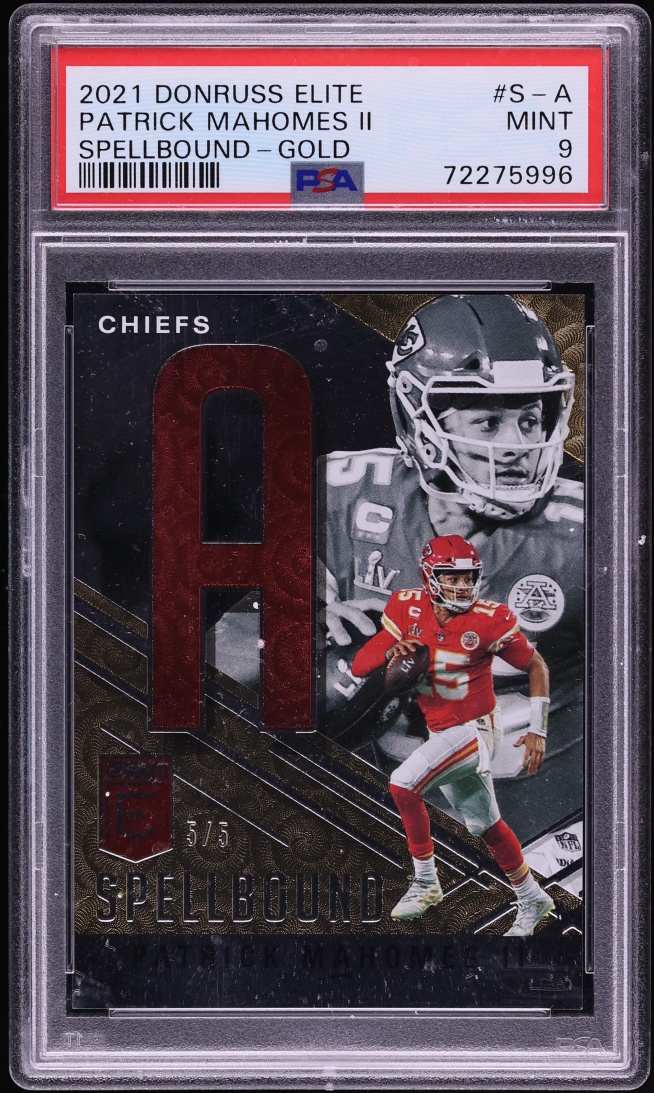 2021 Donruss Elite Spellbound Gold Patrick Mahomes II 5/5 #S-A PSA 9 MINT
