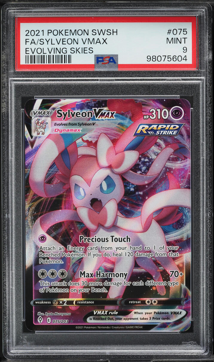 2021 Pokemon SWSH Evolving Skies Full Art Sylveon VMAX #75 PSA 9 MINT