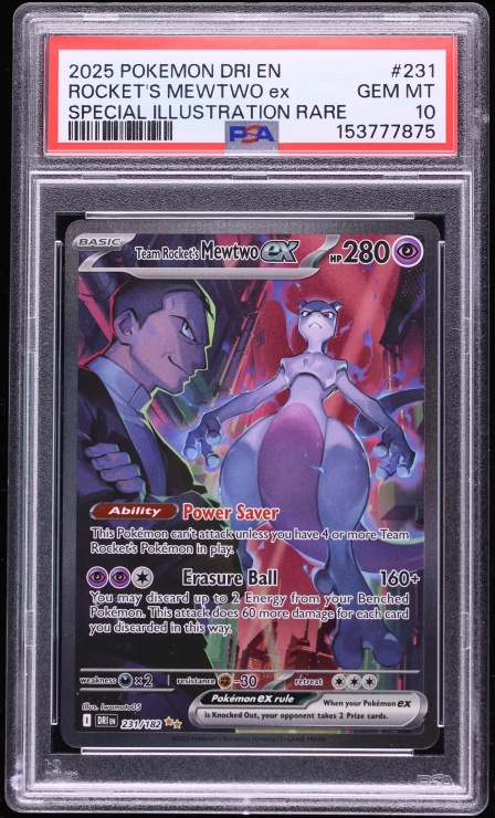 2025 Pokemon Scarlet & Violet Destined Rivals SIR Team Rocket's Mewtwo ex #231 PSA 10 GEM MINT