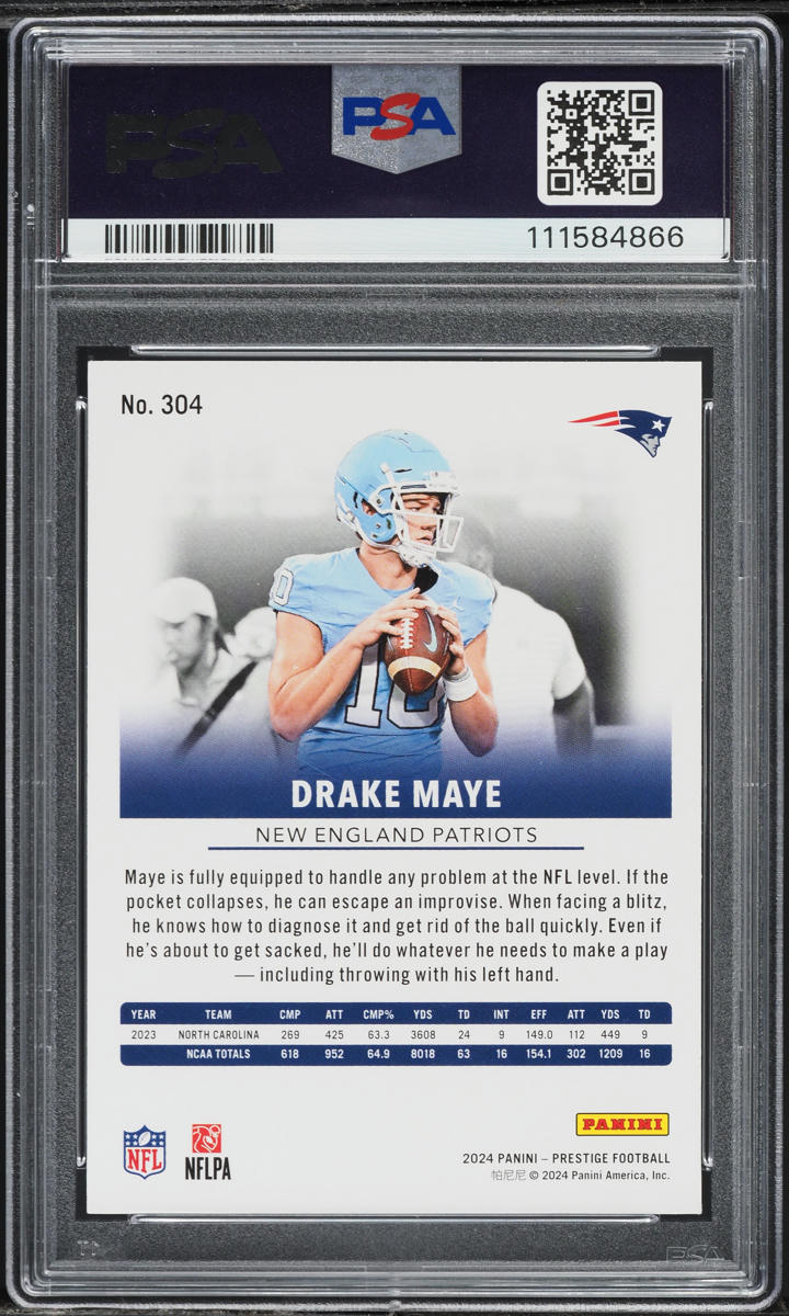 2024 Panini Prestige Drake Maye #304 PSA 8 NM-MT