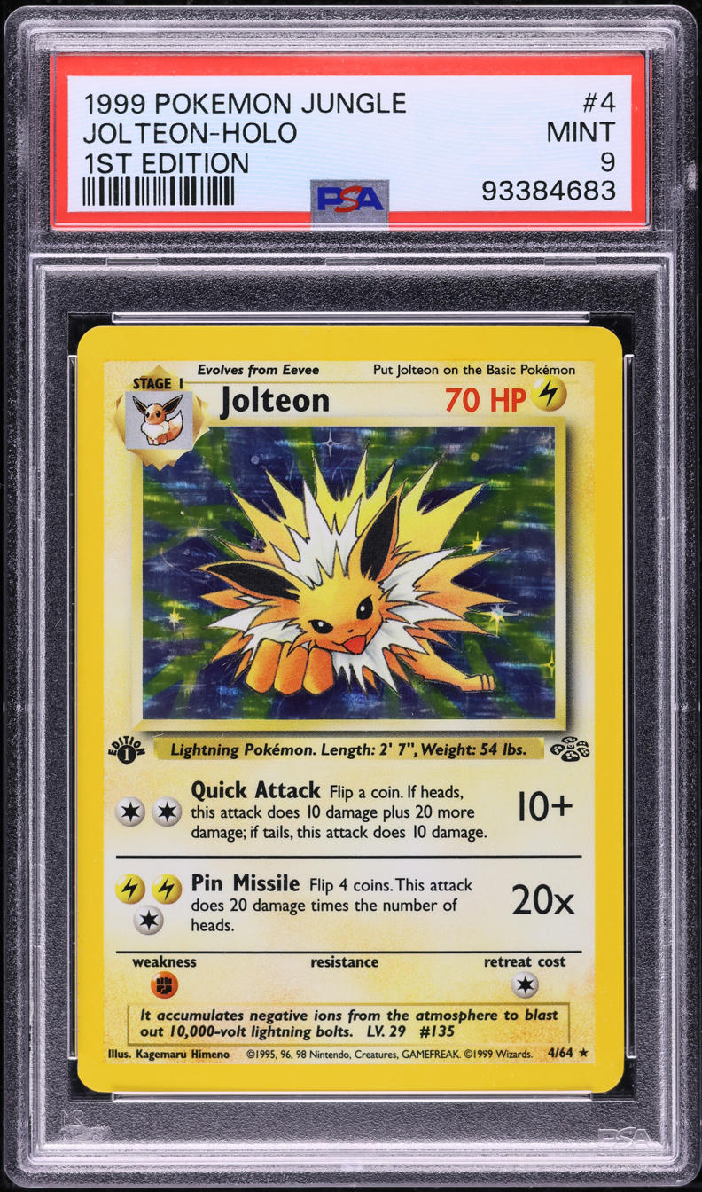 1999 Pokemon Jungle 1st Edition Holo Jolteon #4 PSA 9 MINT