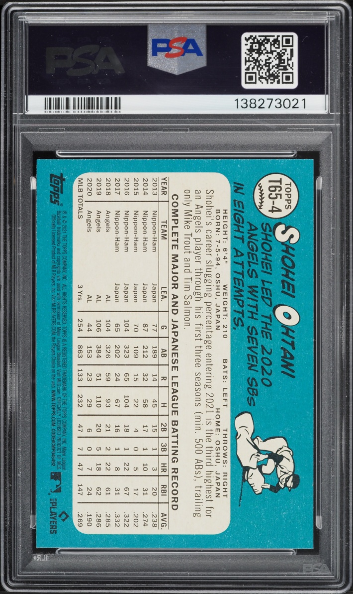 2021 Topps '65 Redux Shohei Ohtani #T65-4 PSA 9 MINT