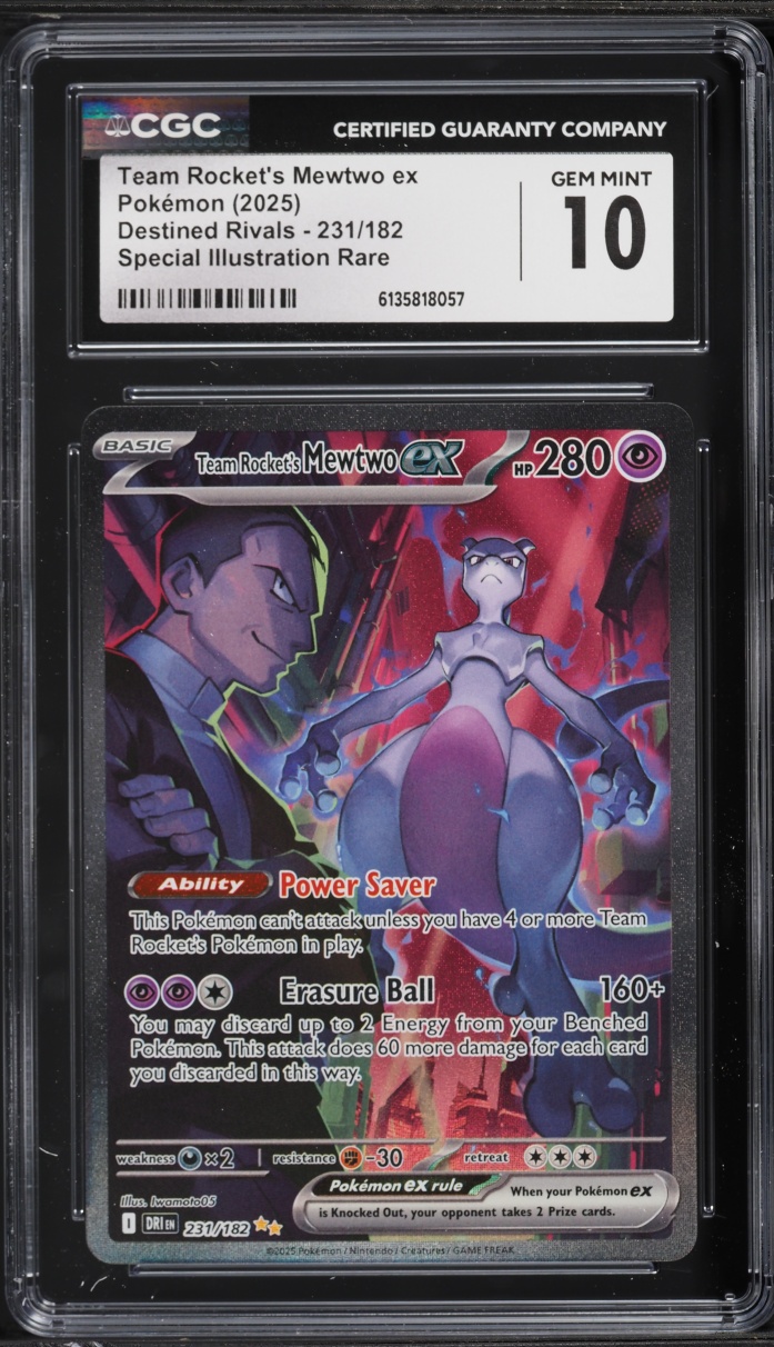 2025 Pokemon Scarlet & Violet Destined Rivals SIR Team Rocket's Mewtwo EX #231 CGC 10 GEM MINT