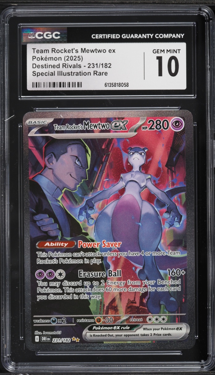 2025 Pokemon Scarlet & Violet Destined Rivals SIR Team Rocket's Mewtwo EX #231 CGC 10 GEM MINT