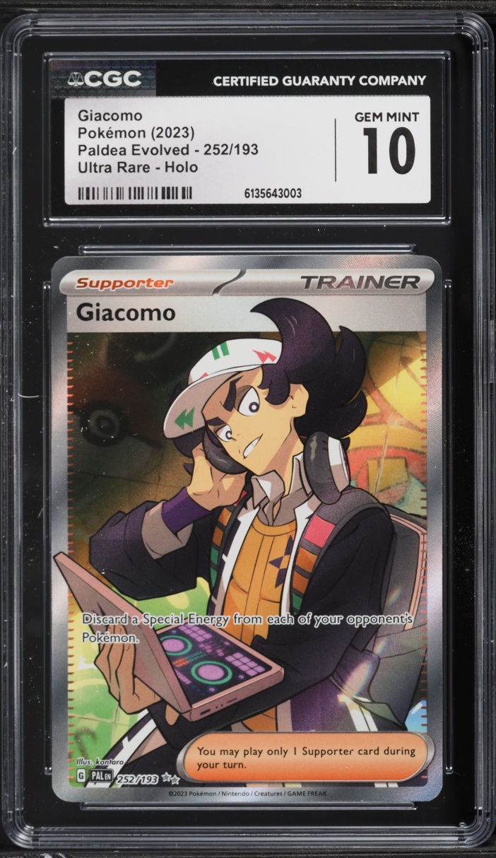 2023 Pokemon Scarlet & Violet Paldea Evolved Full Art Giacomo #252 CGC 10 GEM MINT