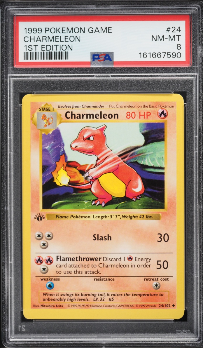 1999 Pokemon Base Set Shadowless 1st Edition Charmeleon #24 PSA 8 NM-MT