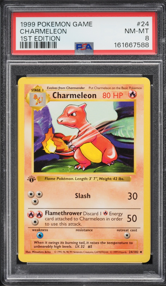 1999 Pokemon Base Set Shadowless 1st Edition Charmeleon #24 PSA 8 NM-MT