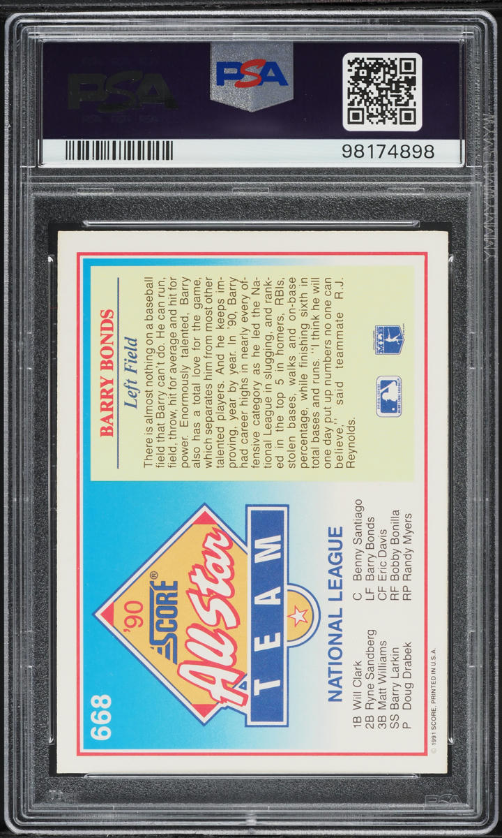 1991 Score Barry Bonds #668 PSA 5 EX