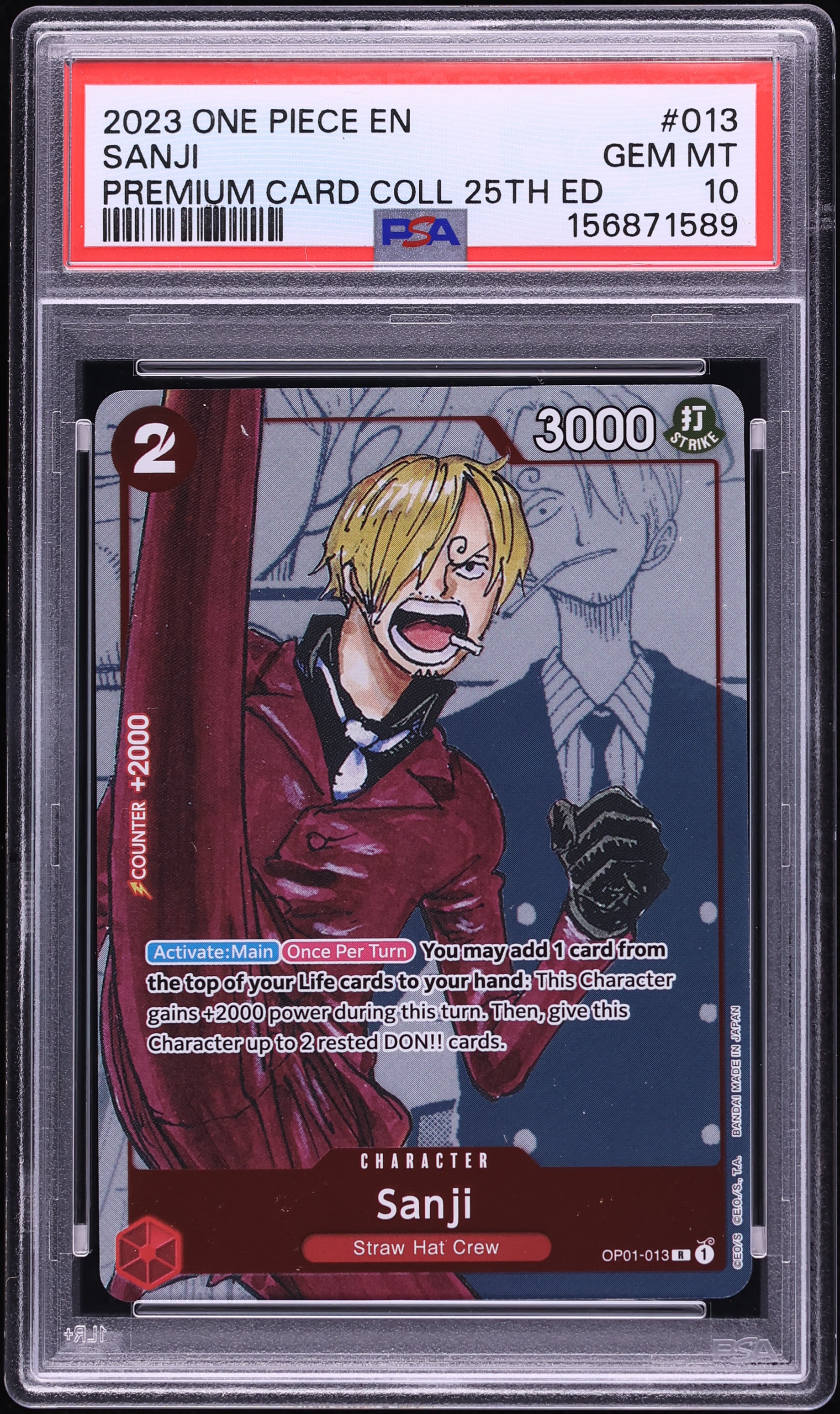2023 One Piece Premium Card Collection 25th Edition Manga Alt Art Sanji #OP01-013 PSA 10 GEM