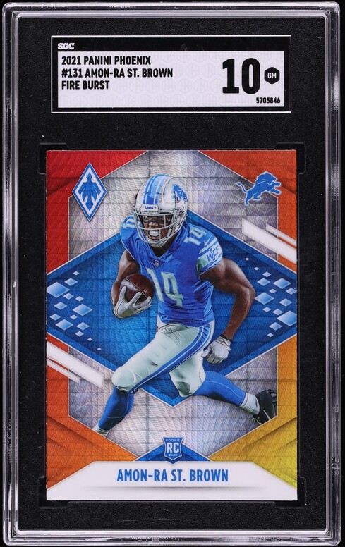 2021 Panini Phoenix Fire Burst Amon-Ra St. Brown ROOKIE #131 SGC 10 GEM MINT