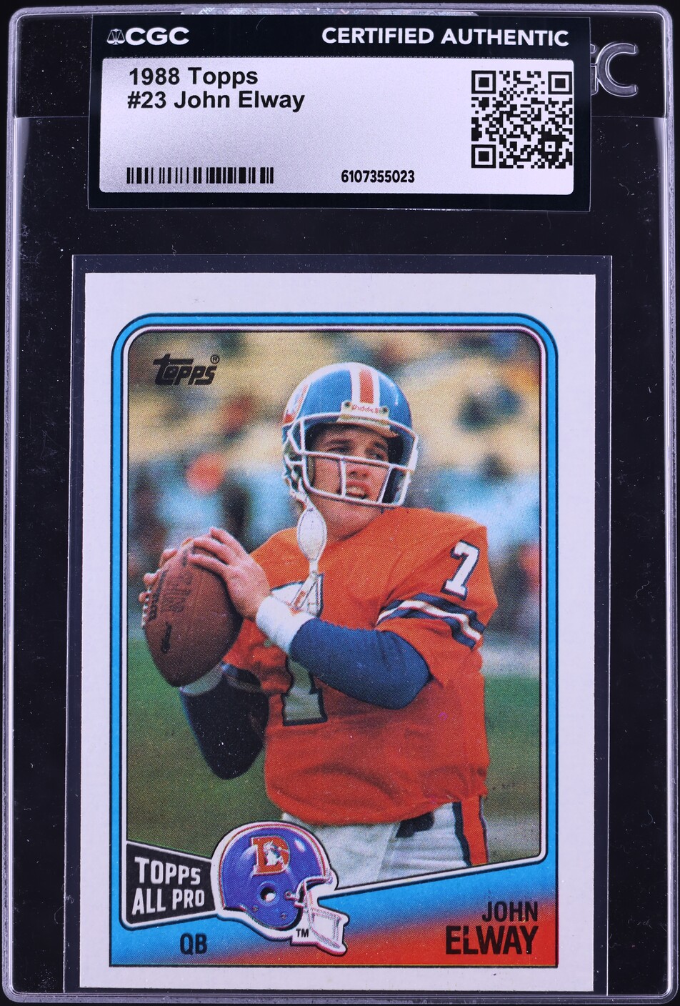 1988 Topps Football John Elway #23 CGC AUTH