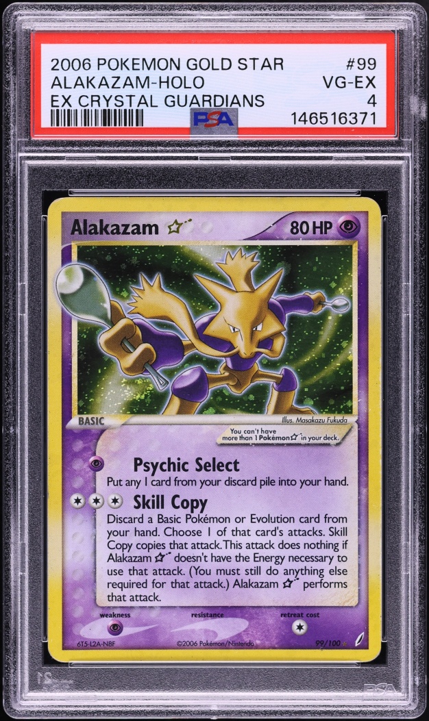 2006 Pokemon EX Crystal Guardians Holo Alakazam Gold Star #99 PSA 4 VGEX