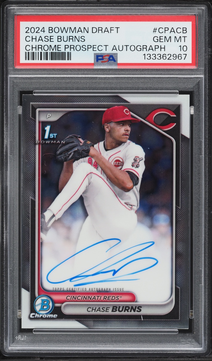 2024 Bowman Chrome Draft Chase Burns PROSPECT AUTO #CPA-CB PSA 10 GEM MINT