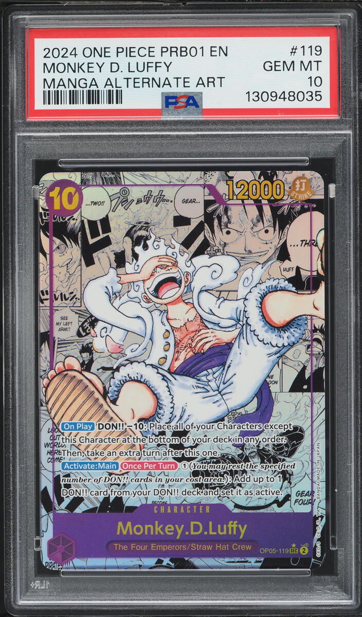 2024 One Piece Premium The Best Manga Alt Art Monkey D. Luffy #OP05-119 PSA 10 GEM MINT