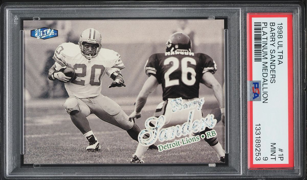 1998 Ultra Platinum Medallion Barry Sanders JSY # 20/98 #1P PSA 9 MINT