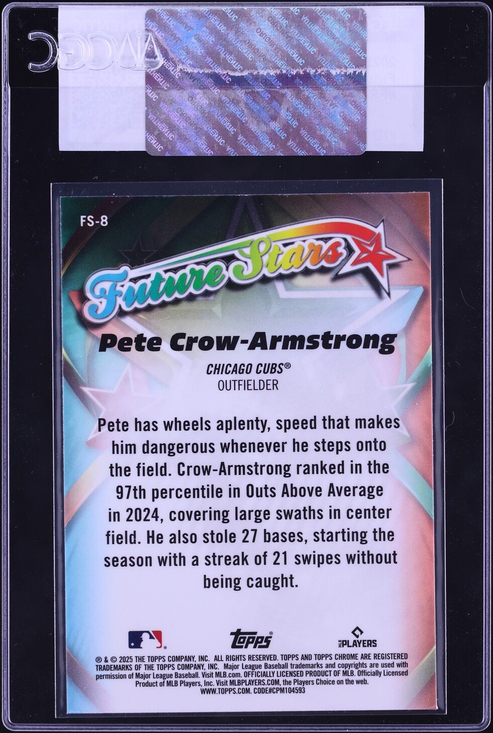 2025 Topps Chrome Future Stars Pete Crow-Armstrong #FS-8 CGC AUTH