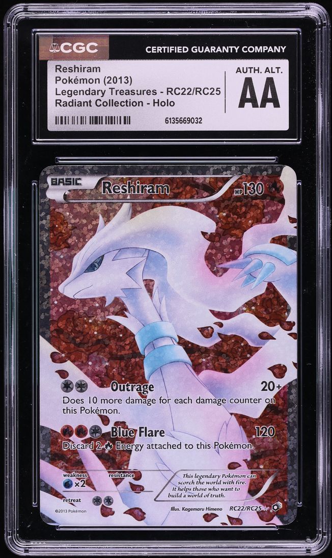2013 Pokemon Black & White Legendary Treasures Radiant Holo Reshiram #RC22 CGC ALTERED AUTH