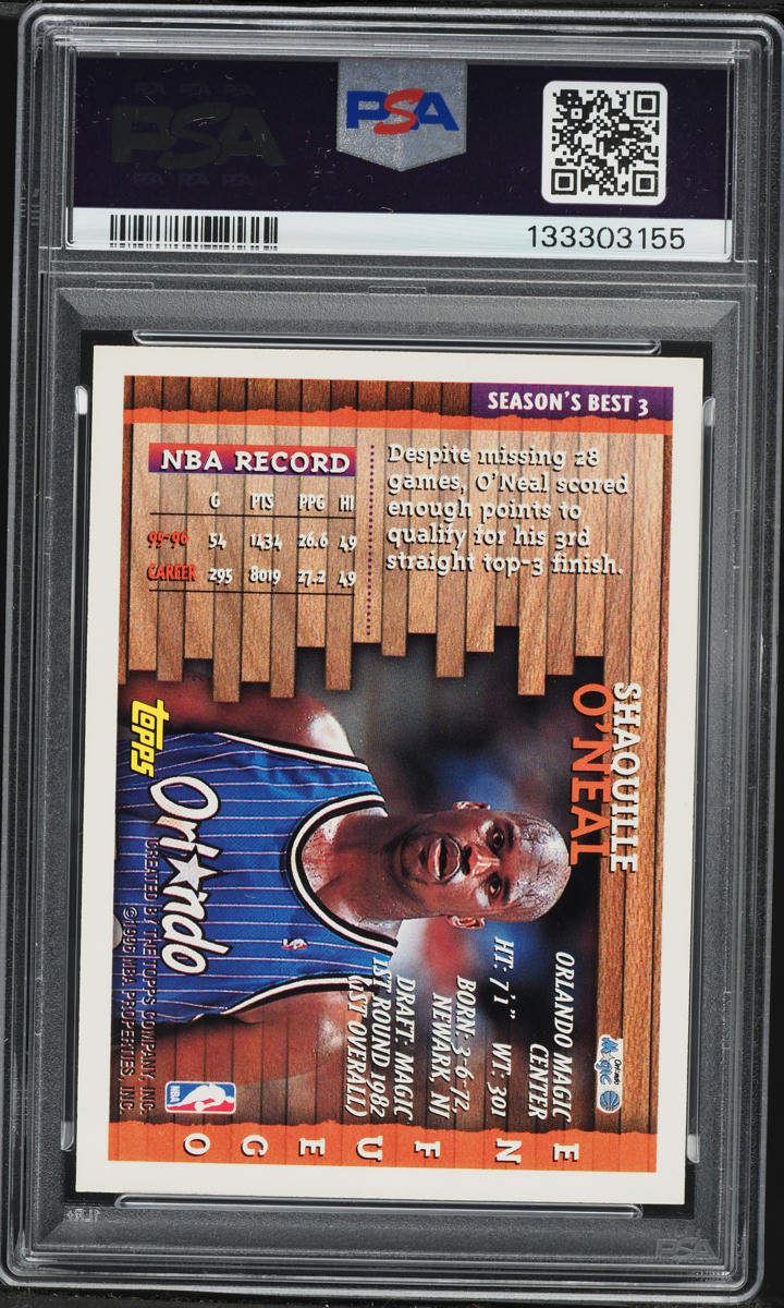 1996 Topps Season's Best Shaquille O'Neal #3 PSA 10 GEM MINT