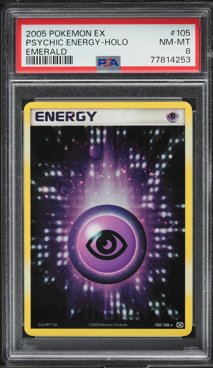 2005 Pokemon EX Emerald Holo Psychic Energy #105 PSA 8 NM-MT
