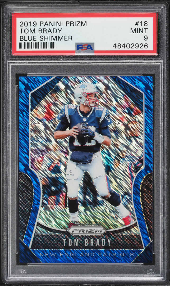2019 Panini Prizm Blue Shimmer Tom Brady 1/10 #18 PSA 9 MINT - Photo 1