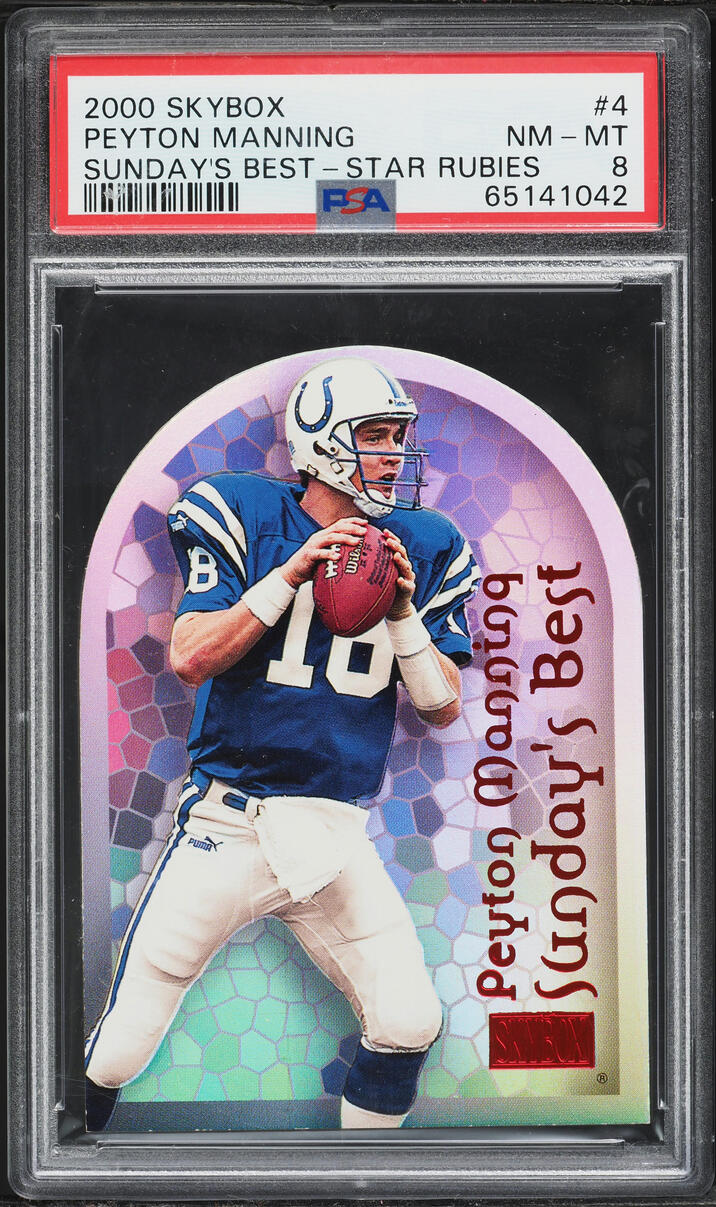 2000 Skybox Sunday's Best Star Rubies Die-Cut Peyton Manning /50 #4 PSA 8 NM-MT - Photo 1