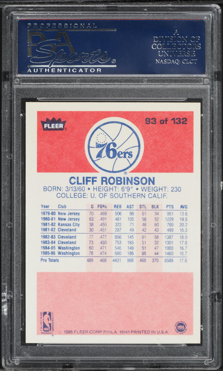1986 Fleer Basketball Cliff Robinson #93 PSA 9 MINT