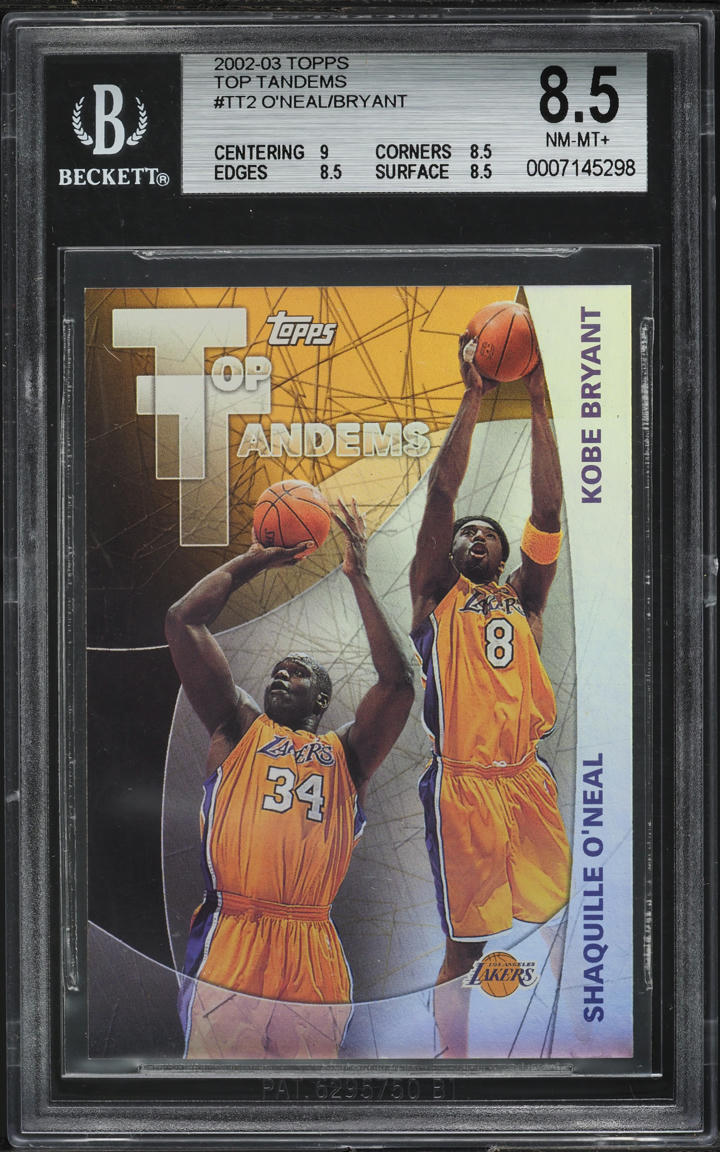 2002 Topps Top Tandems Shaquille O'Neal & Kobe Bryant #TT2 BGS 8.5 NM-MT+