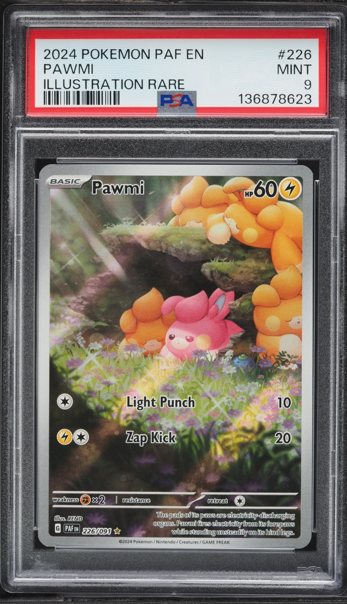 2024 Pokemon Scarlet & Violet Paldean Fates IR Pawmi #226 PSA 9 MINT
