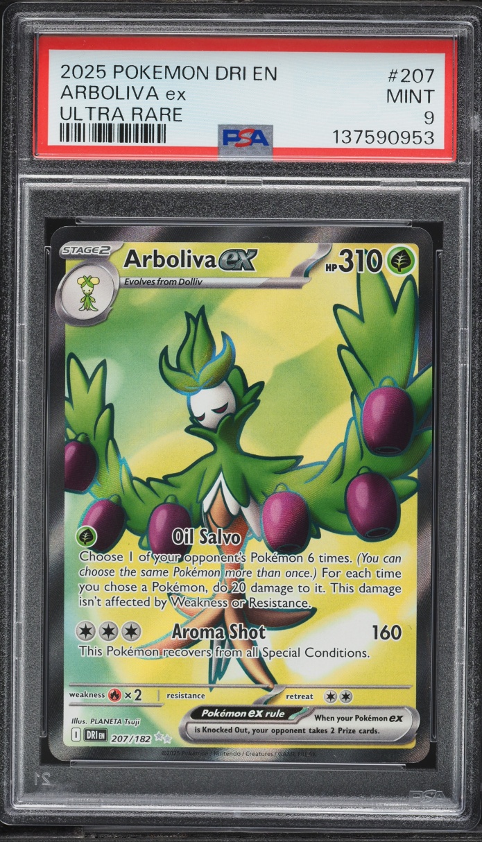 2025 Pokemon Scarlet & Violet Destined Rivals Full Art Arboliva Ex #207 PSA 9 MINT