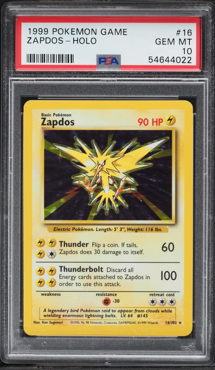 1999 Pokemon Base Set Holo Zapdos #16 PSA 10 GEM MINT