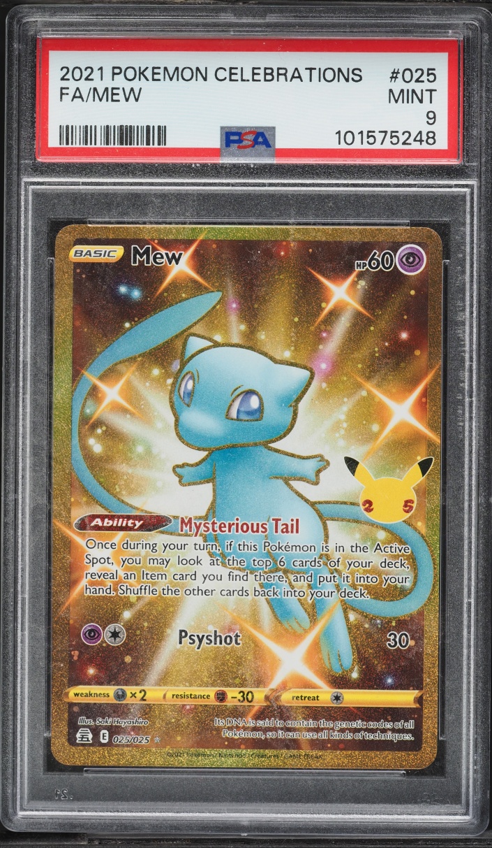 2021 Pokemon Sword & Shield Celebrations Gold Rare Shiny Mew #25 PSA 9 MINT