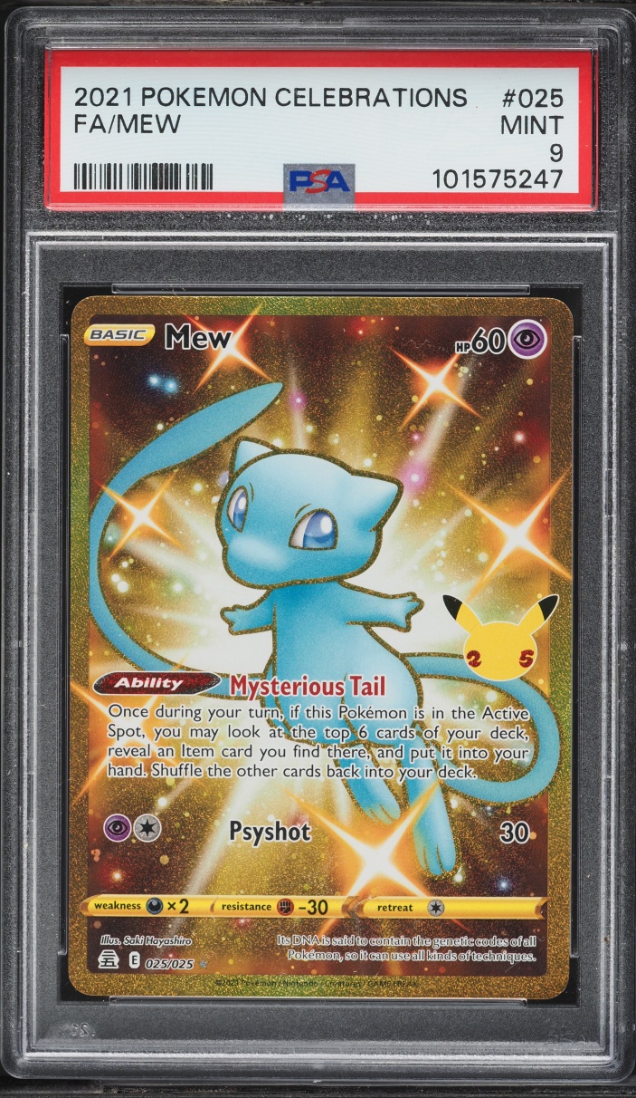2021 Pokemon Sword & Shield Celebrations Gold Rare Shiny Mew #25 PSA 9 MINT