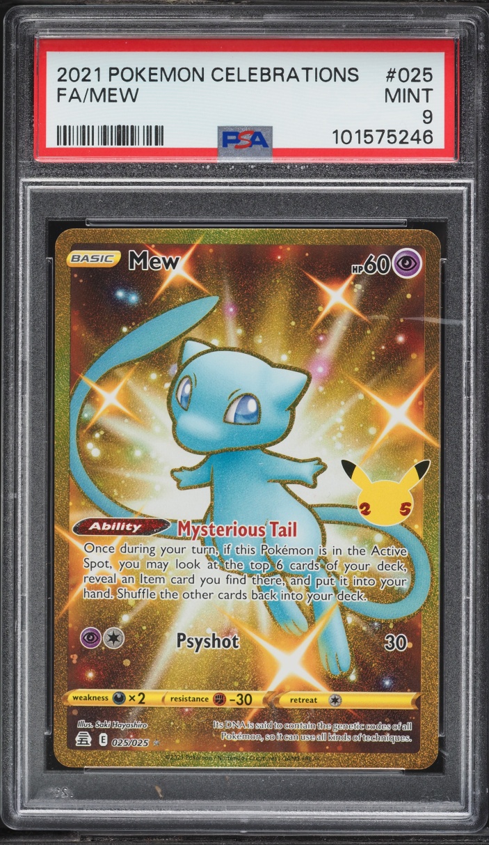 2021 Pokemon Sword & Shield Celebrations Gold Rare Shiny Mew #25 PSA 9 MINT