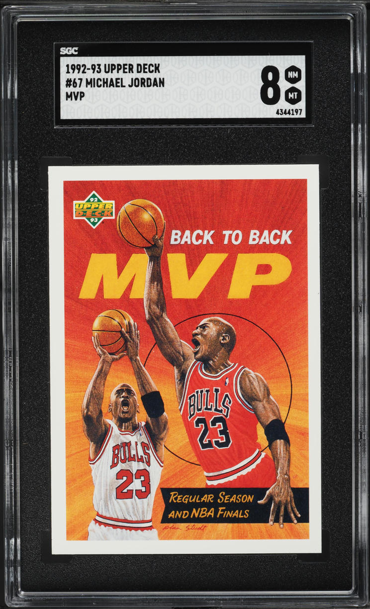1992 Upper Deck Basketball MVP Michael Jordan #67 SGC 8 NM-MT