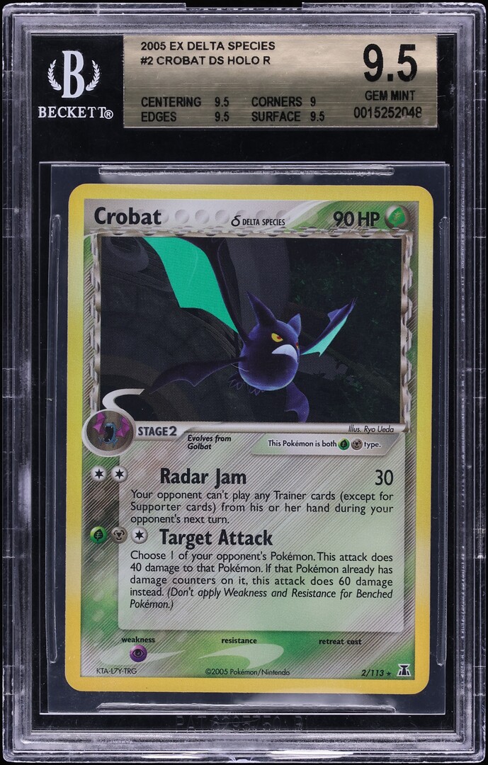 2005 Pokemon EX Delta Species Holo Crobat #2 BGS 9.5 GEM MINT
