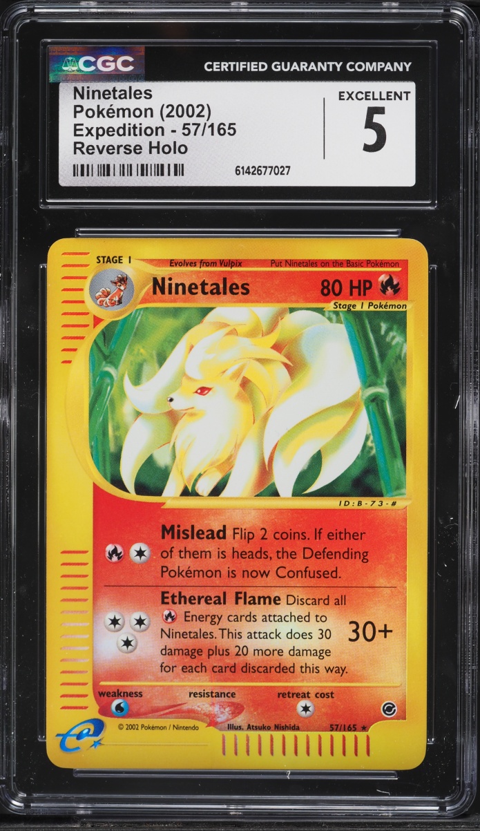 2002 Pokemon Expedition Reverse Holo Ninetales #57 CGC 5 EX