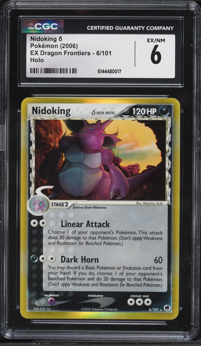 2006 Pokemon EX Dragon Frontiers Holo Nidoking #6 CGC 6 EXMT