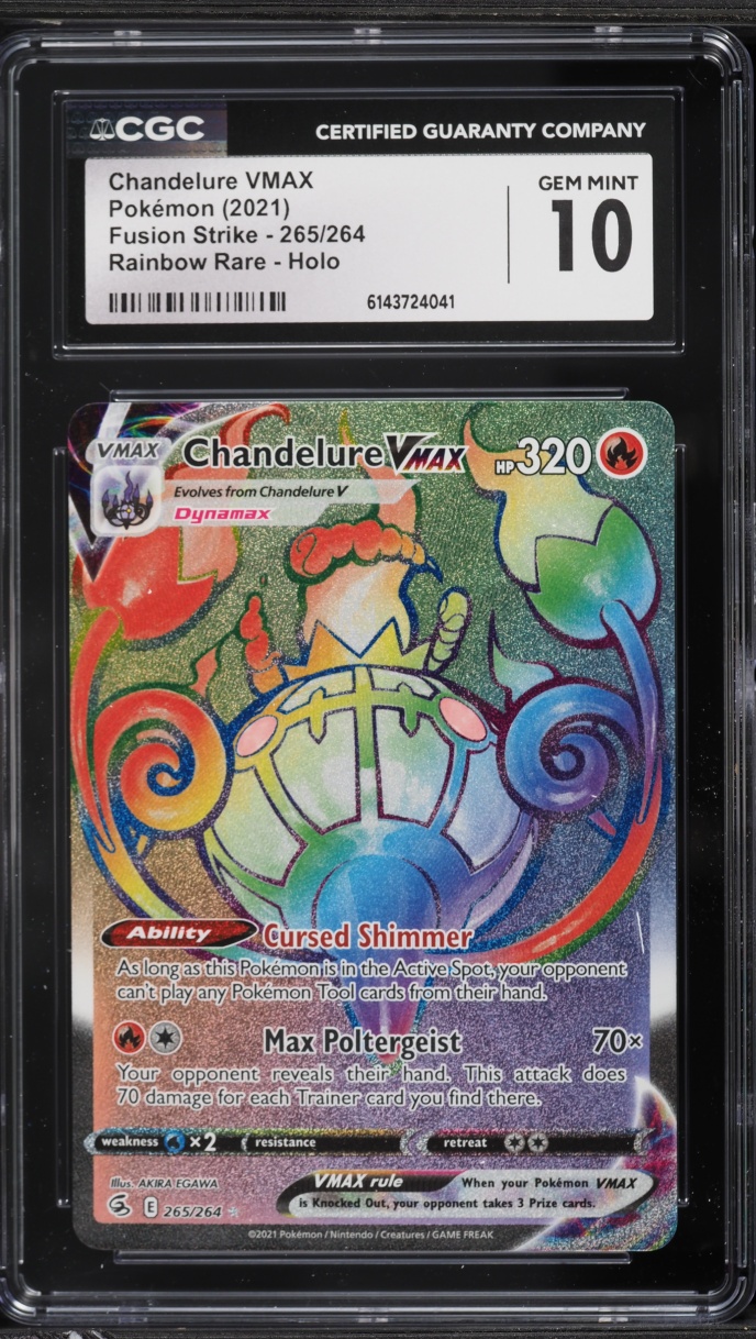 2021 Pokemon Sword & Shield Fusion Strike Rainbow Rare Chandelure VMAX #265 CGC 10 GEM MINT
