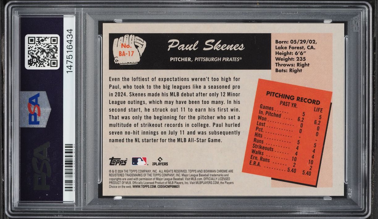 2024 Bowman's Best '55 Anime Paul Skenes ROOKIE #BA-17 PSA 9 MINT