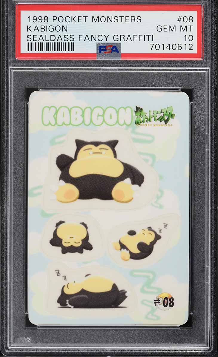 1998 Pokemon Pocket Monsters Sealdass Fancy Graffiti Kabigon Snorlax #8 PSA 10