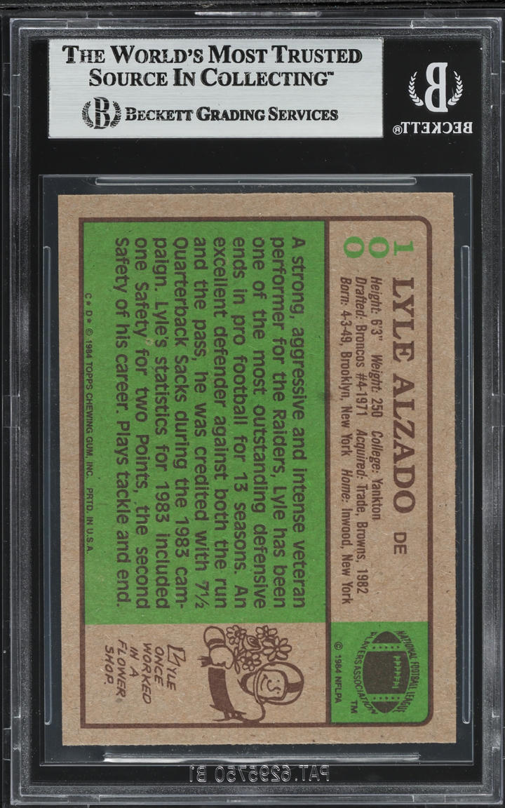 1984 Topps Football Lyle Alzado #100 BGS 9 MINT