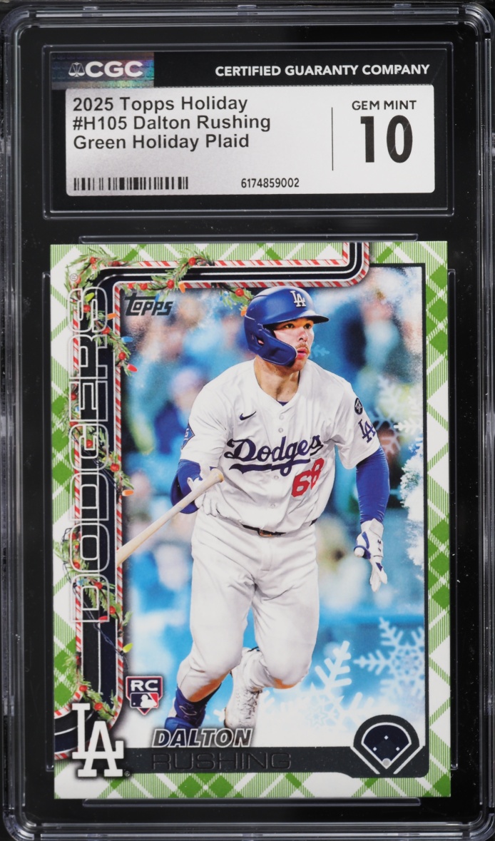 2025 Topps Holiday Green Holiday Plaid Dalton Rushing ROOKIE #H105 CGC 10 GEM MINT