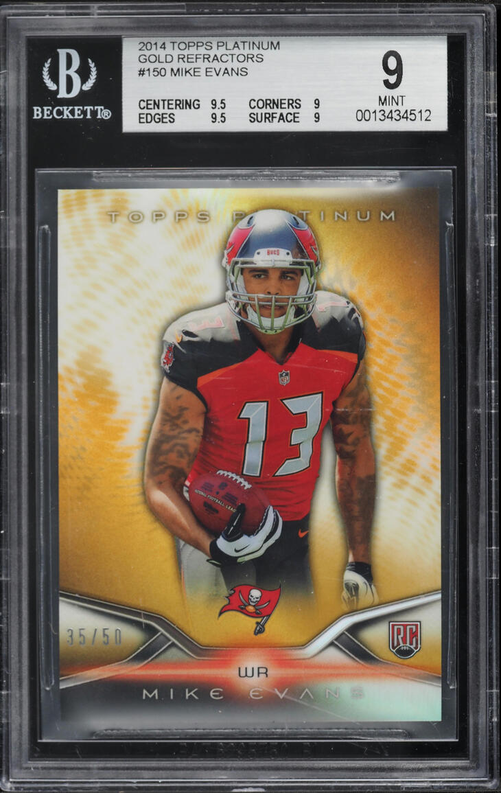 2014 Topps Platinum Gold Refractor Mike Evans ROOKIE /50 #150 BGS 9 MINT