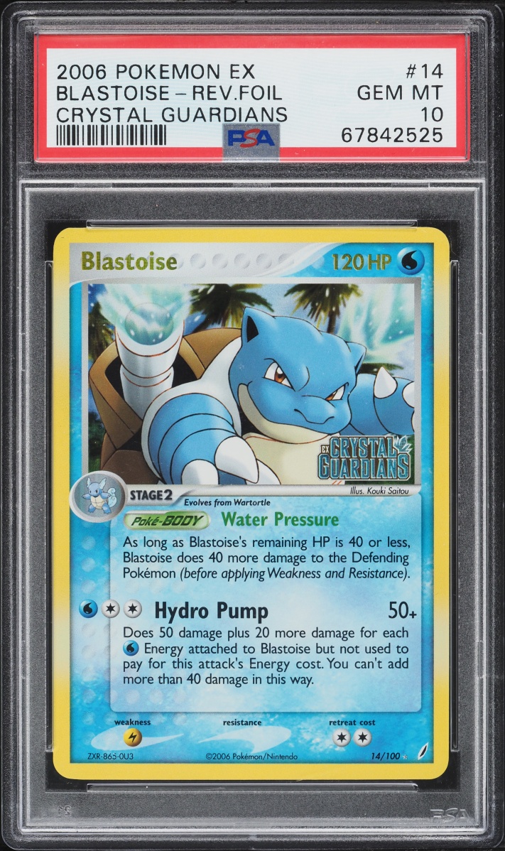 2006 Pokemon EX Crystal Guardians Reverse Holo Blastoise #14 PSA 10 GEM MINT