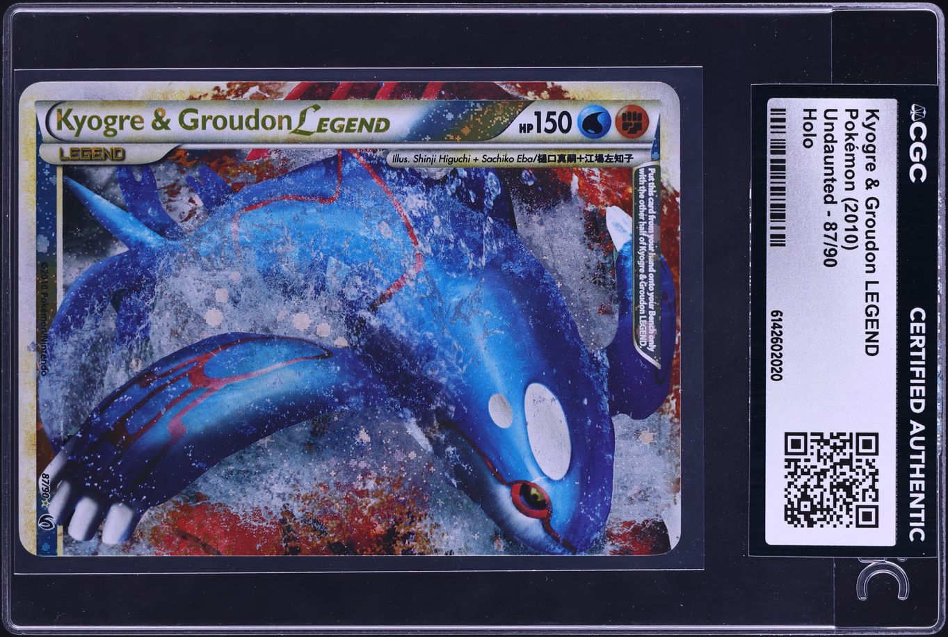 2010 Pokemon HeartGold & SoulSilver Undaunted Holo Kyogre & Groudon Legend #87 CGC AUTH